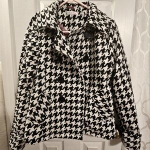 Houndstooth short length peacoat
